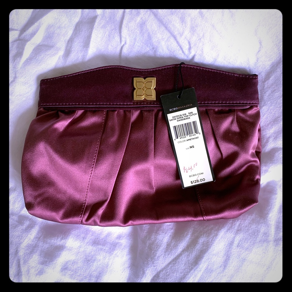 BCBG Max Azria Purple Satin Clutch